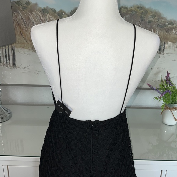 NWT Topshop Black Lace Asymmetrical Dress With Plunge Neckline - Picture 8 of 14